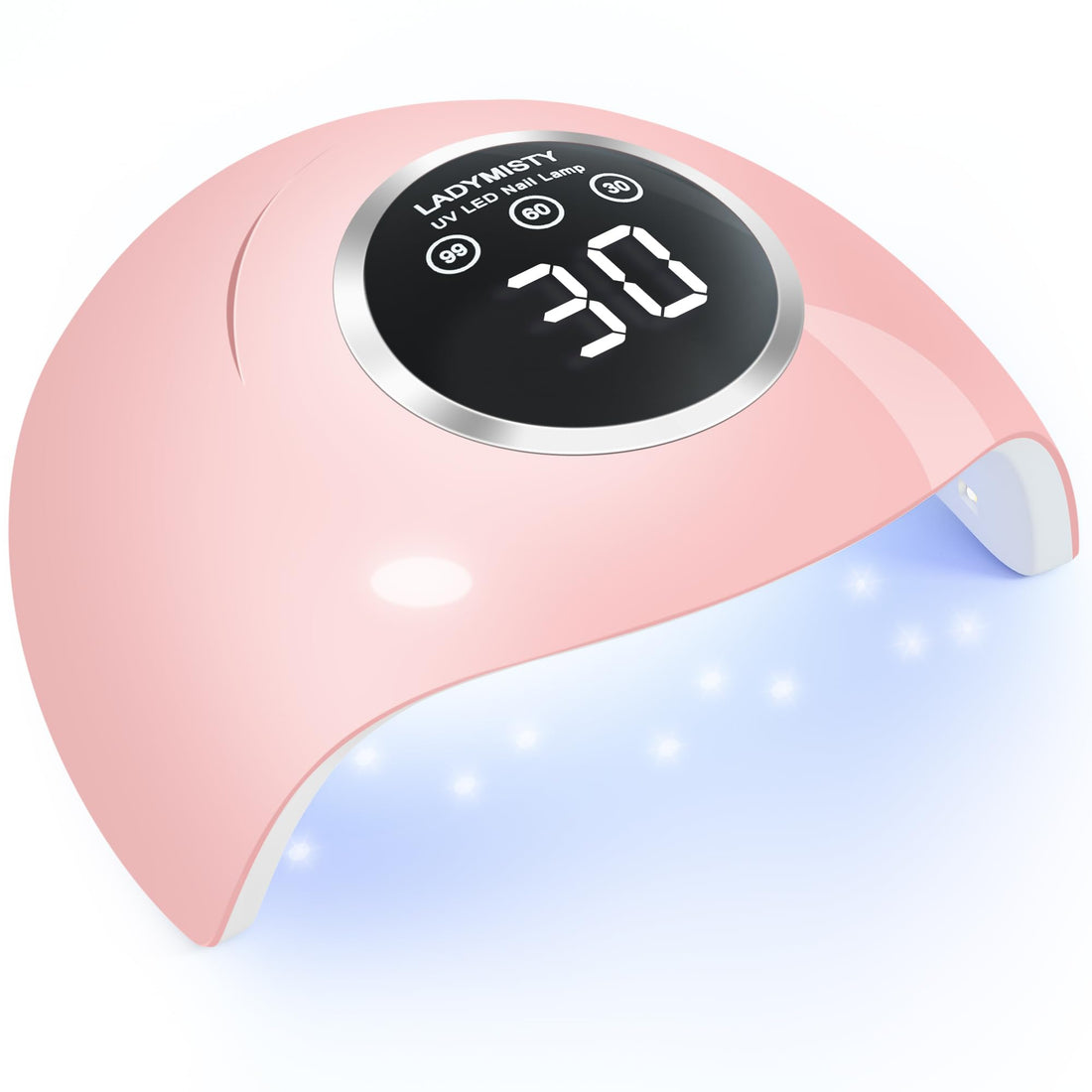LadyMisty 72W UV LED Nail Lamp Light Dryer for Nails Gel Polish with 18 Beads 3 Timer Setting & LCD Touch Display Screen, Auto Sensor, Professional Nails, Pink