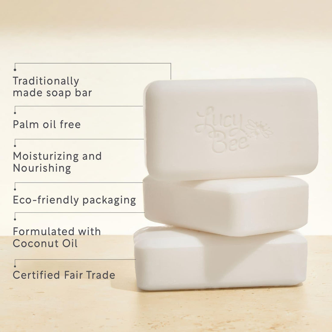 Lucy Bee Certified Organic & All Natural Soap Bar, Moisturizing & Rejuvinating, Dermatologist Approved for Sensitive Skin, Unscented & 100% Palm Oil Free, 5.3oz