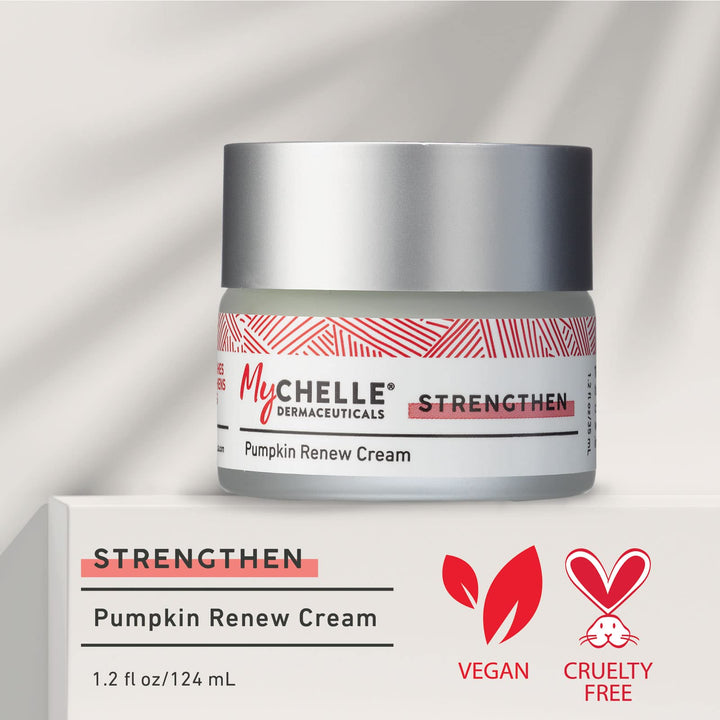 MyChelle Pumpkin Renew Cream, Lightweight Antioxidant-Rich Moisturizer with Shea Butter for All Skin Types, 1.2 fl oz