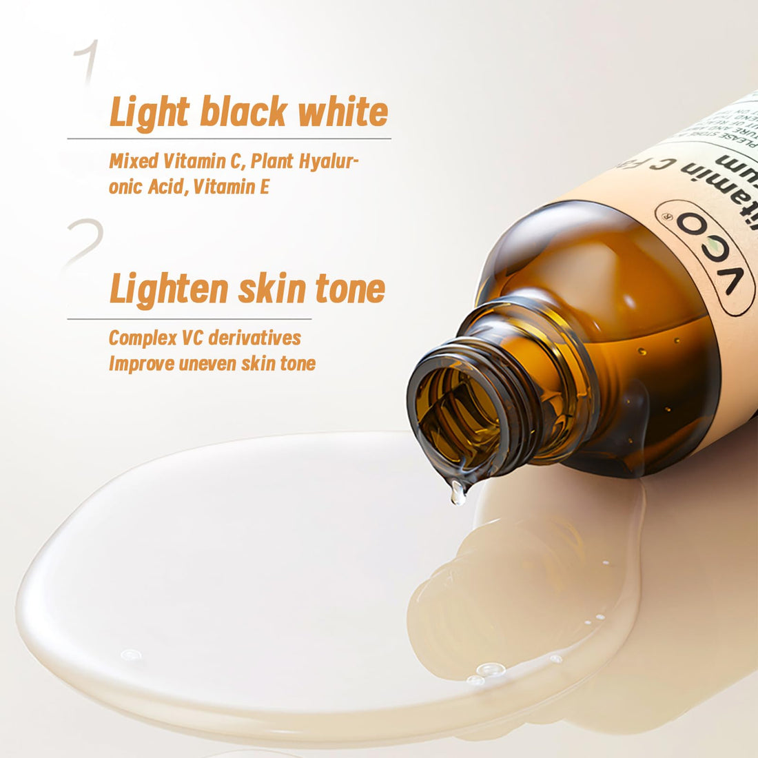 VGO Vitamin C Face Serum, Hydrating Serum with Vitamin C, Hyaluronic Acid, Vitamin E & More for Dullness, Balanced Complexion, Eye Area, Fine Lines & Wrinkles, 60ml / 2.02 fl.oz