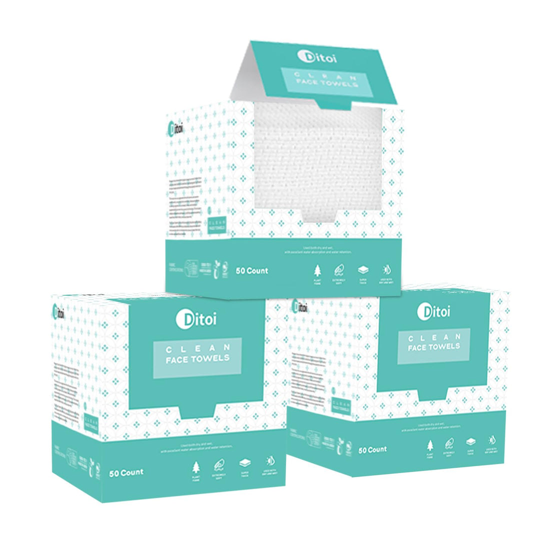 Face Towels, 10×12 Disposable Face Towel, Face Towelettes XL, Ultra Soft Makeup Remover Dry Wipes, Thick Face Towel for Cleansing, 150 Count (3 Pack)