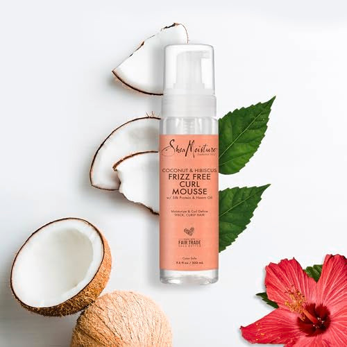 SheaMoisture Curl Mousse Coconut and Hibiscus for Frizz Control Styling Mousse with Shea Butter 7.5 oz