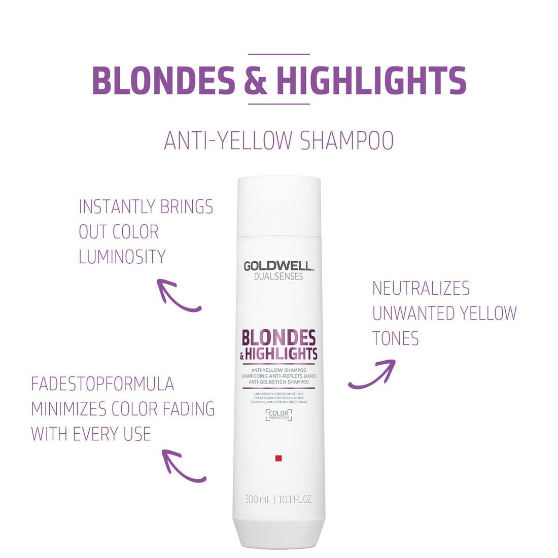 Goldwell Dualsenses Blondes and Highlights Anti-Yellow Shampoo for Unisex - 10.1 oz Shampoo