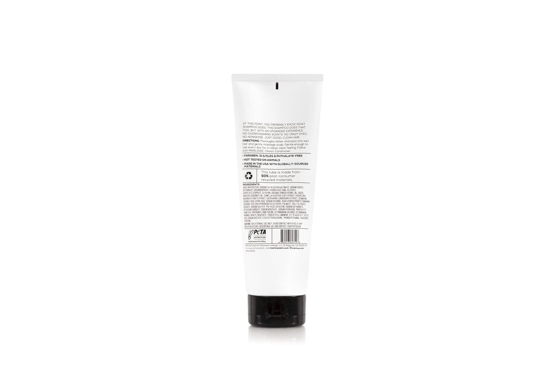 MARLOWE. No.172 Classic Mens Shampoo, Clarifies, Invigorates and Refreshes Hair with Moisturizing Argan Oil & Coconut Oil, All Hair Types, Paraben & Phthalate Free, 8 Fl Oz