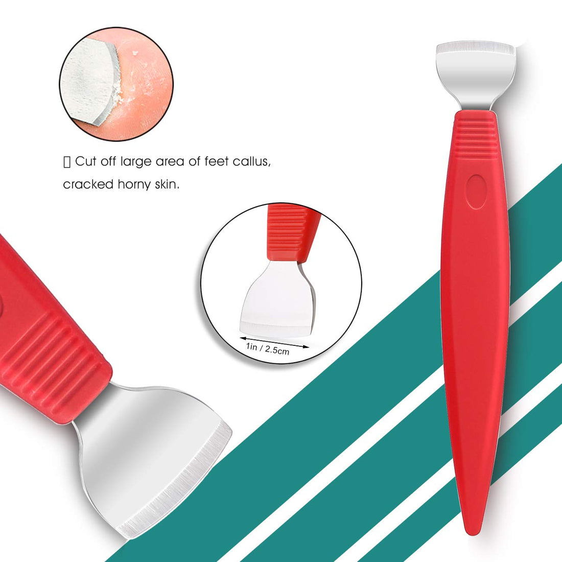 Bezox Pedicure Knife Set - Callus Shavers, Corn And Hard Thick Skin Remover Knives For Foot, Metal Nail File & Nail Lifter - Professional Pedicure Tools With Storage Box (Red)
