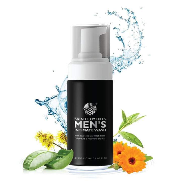 Skin Elements Intimate Wash for Men with Tea Tree Oil | pH Balanced Foaming Hygiene Wash | Prevents Itching, Irritation & Bad Odor | 120 ml |