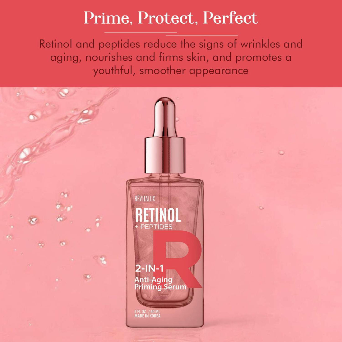 RevitaLux Retinol & Peptides 2-in-1 Serum - Anti-Aging, Smooths Fine Lines, Wrinkle Treatment, Hydrating, Dermatologist Tested, Cruelty-Free Korean Skin Care for All Skin Types - 2 Fl. Oz