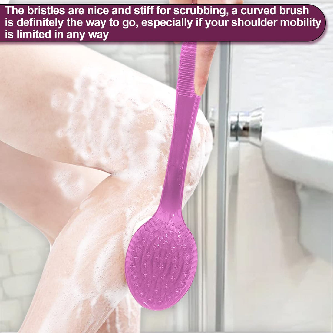 SUPERWASH PLUS Shower Back Bath Brush, Long Handle Shower Brush with Medium Stiff Bristles for Exfoliating Body, 2 Packs Back Scrubber for Men & Women