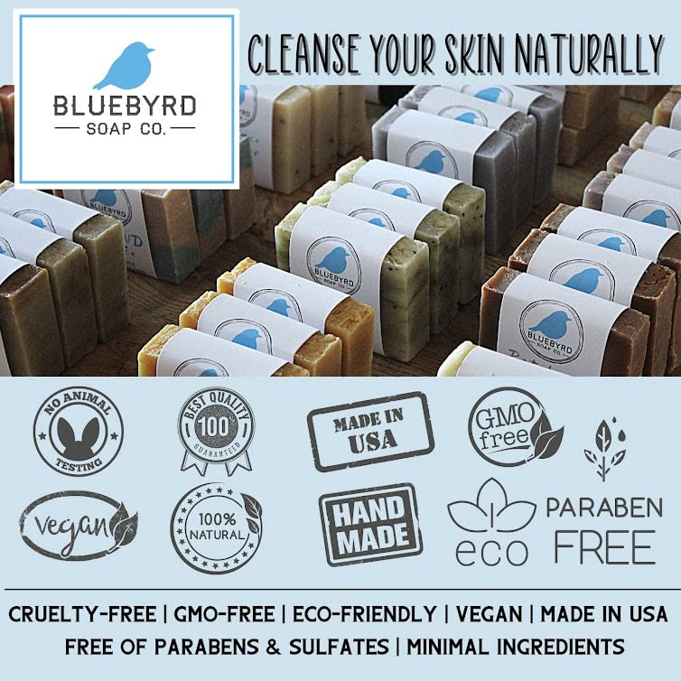 Bluebyrd Soap Co. Ocean Breezes Bar Soap | Sea Salt Scented Handmade Cold Process Bar Soaps | Organic Coconut Oil, Turmeric, Shea Butter, Sustainable Palm Oil (Ocean)
