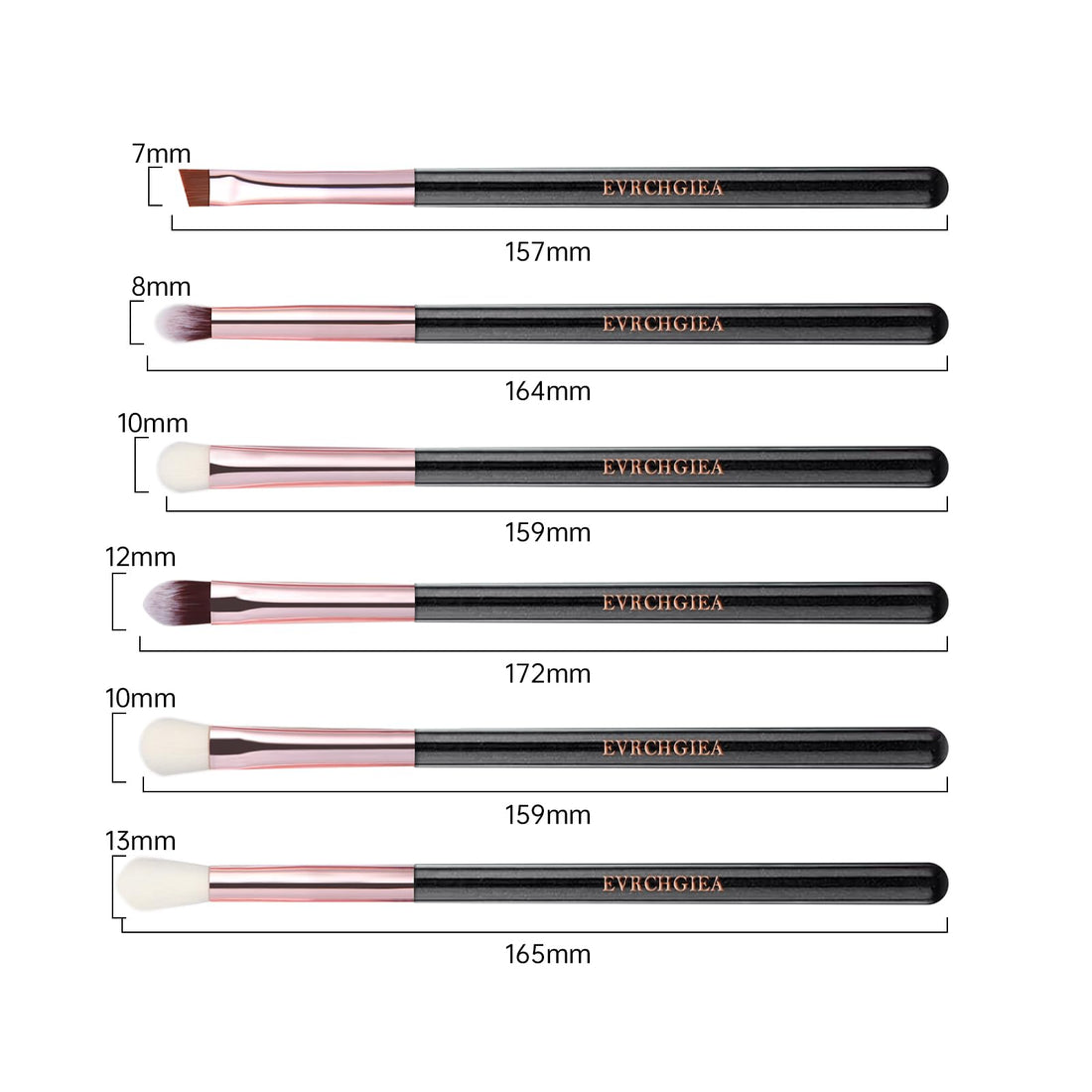 Eye Makeup Brush Set, 6 Pcs Professional Blending Eyeshadow Makeup Brushes for Concealer Eyebrows Eyeliner, Soft Hairs & Wood Handle (black and rose gold)…