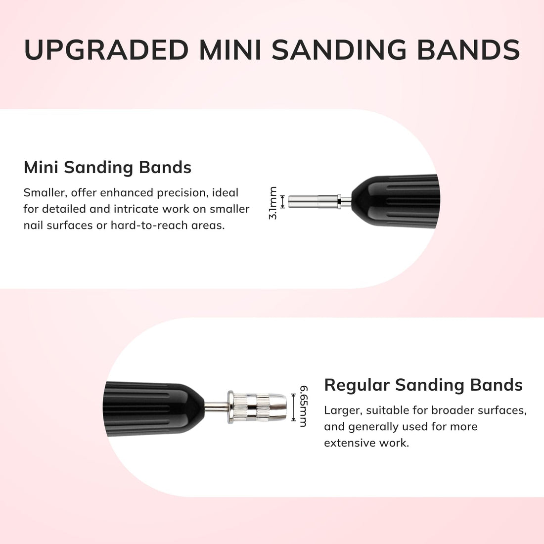 Lavinda 80 Piece Small Sanding Bands Nail Drill Bit, Fine Sanding Bands for Nail Drill with 3.1mm Mandrel Bit for Acrylic Nails Gel Removing Shaping Polishing Nail Salon Use (180 Grit, Pink)