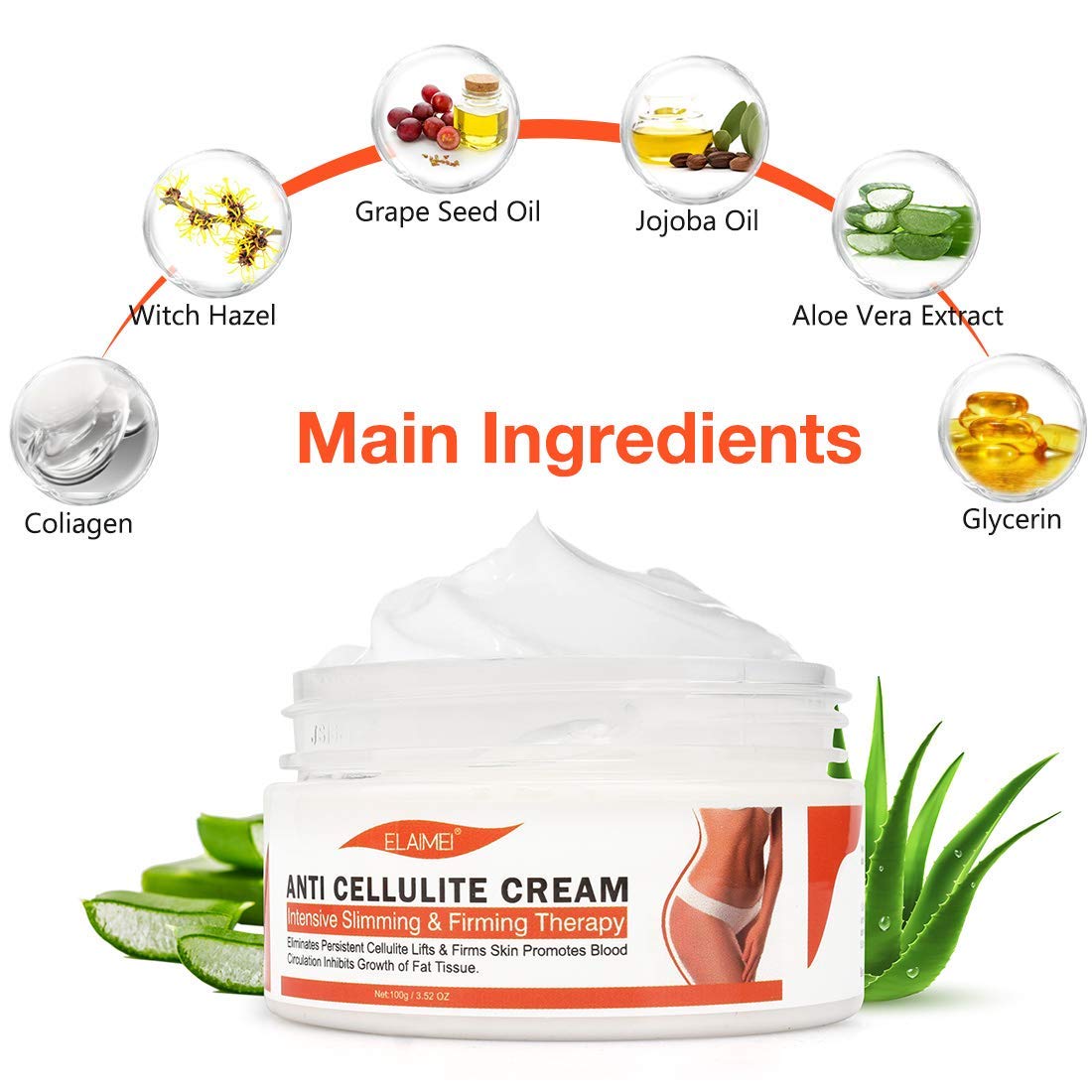 ELAIMEI Hot Gel Cream, Fat Burning Sweat Cream, Weight Loss Workout Enhancer Gel for Belly, Slimming Cream for Tummy, Anti Cellulite Cream for Body for Women and Men, Deep Tissue Massage & Muscle