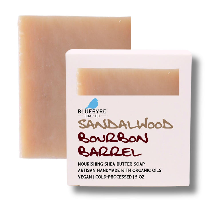 BLUEBYRD Soap Co. Sandalwood Bourbon Soap Bar | Moisturizing Soap Wash for Face, Body, and Hands | Vegan and Paraben Free | Sandalwood Bar Soap Moisturizing Shea Butter & Olive Oil (BOURBON)