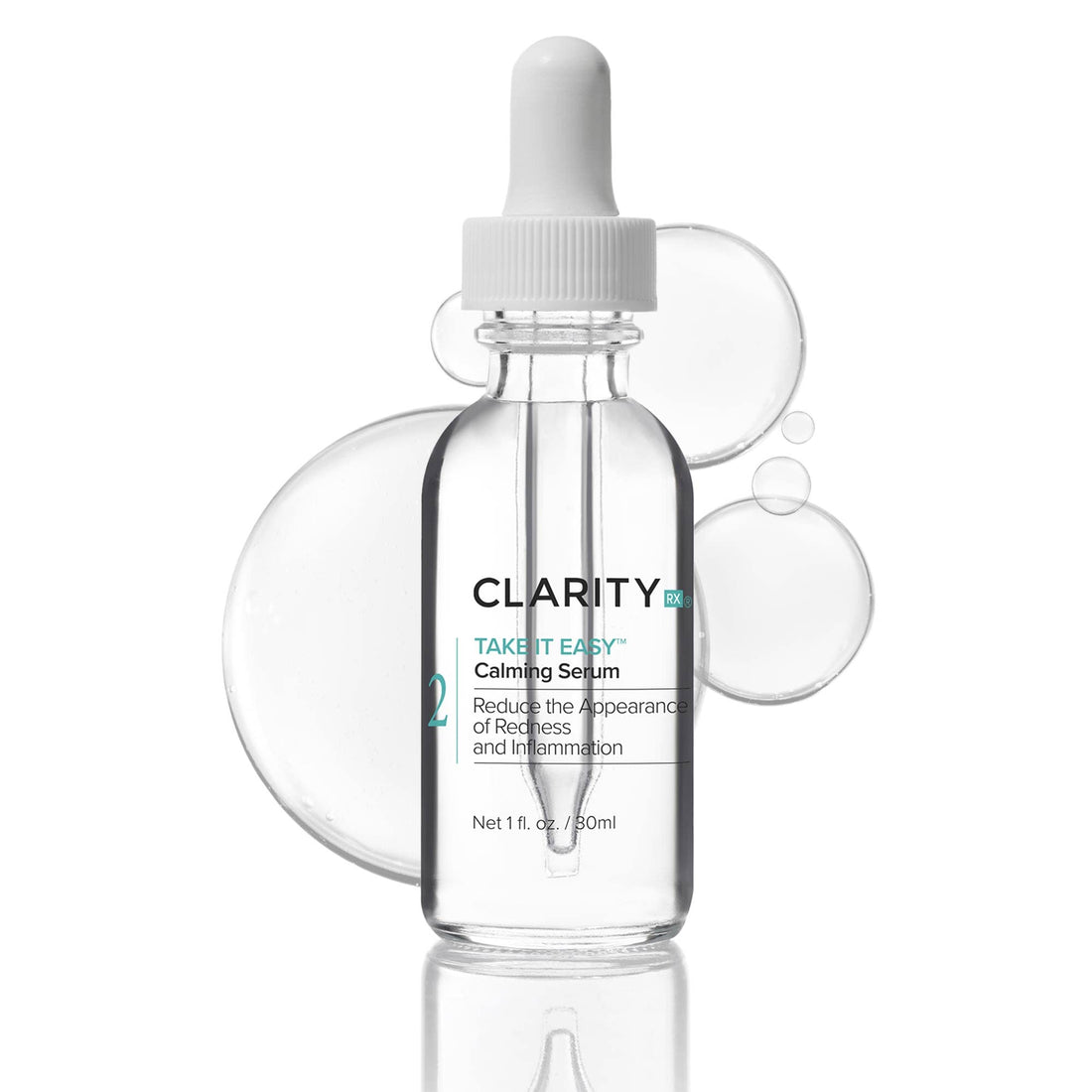 ClarityRx Take It Easy Calming Facial Treatment, Plant Based Anti Redness Serum for Rosacea & Sensitive Skin, Paraben Free, Natural Skin Care (1 fl oz)