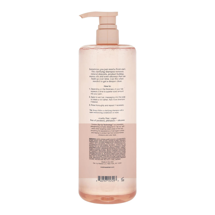 Kristin Ess Deep Clean Clarifying Shampoo - Removes Build Up, Dirt, & Hard Water for Oily Hair, Purifying, Cleansing, Volumizing - Product for Thick, Curly + Color Treated Hair - 1 Liter with Pump