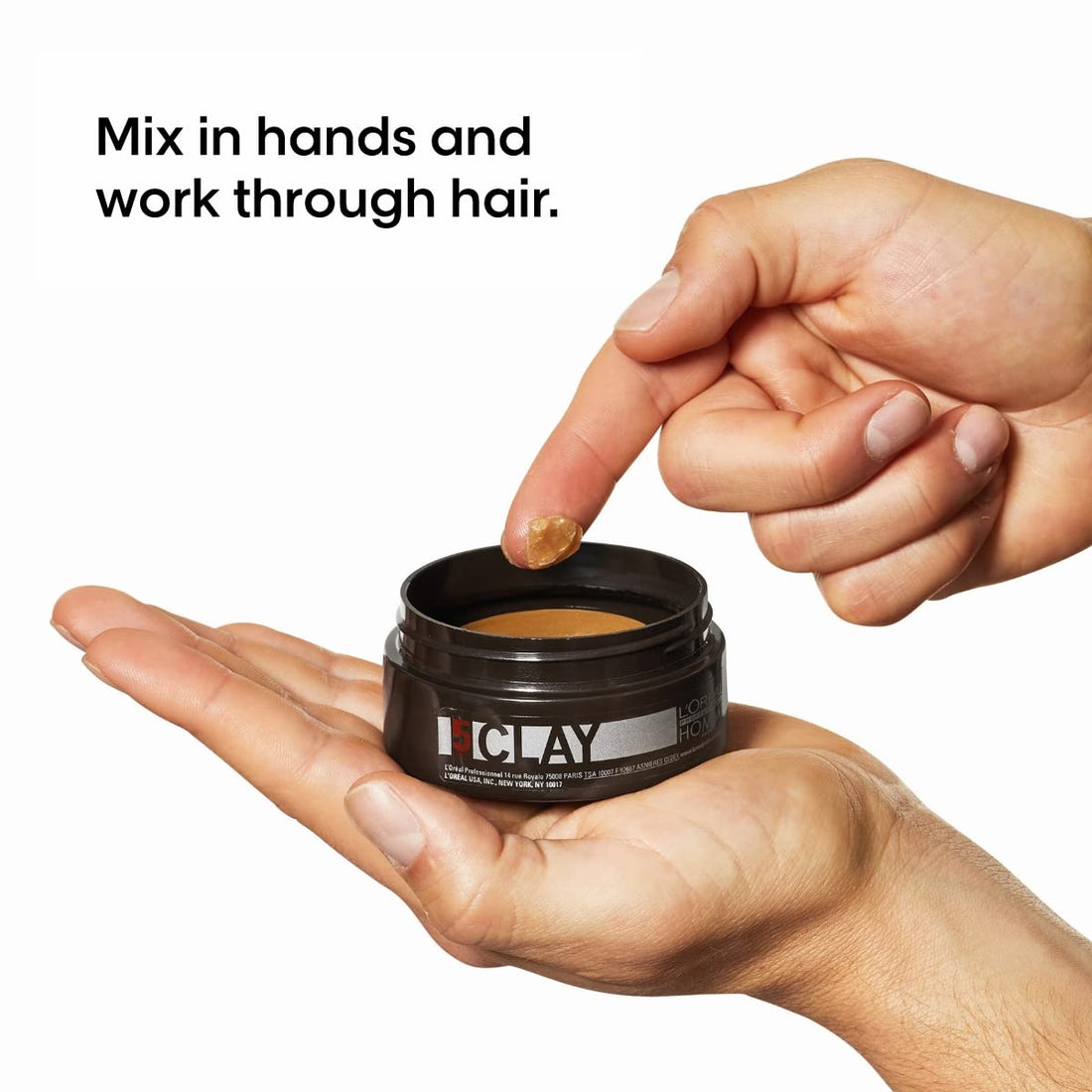 L'Oréal Professionnel Men’s Styling Clay - For All Hair Types, Provides Strong Hold and Matte Finish