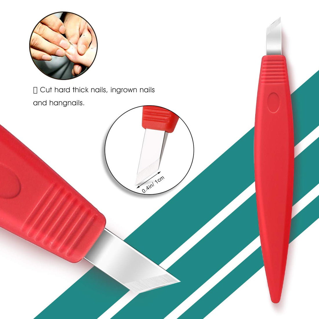 Bezox Pedicure Knife Set - Callus Shavers, Corn And Hard Thick Skin Remover Knives For Foot, Metal Nail File & Nail Lifter - Professional Pedicure Tools With Storage Box (Red)