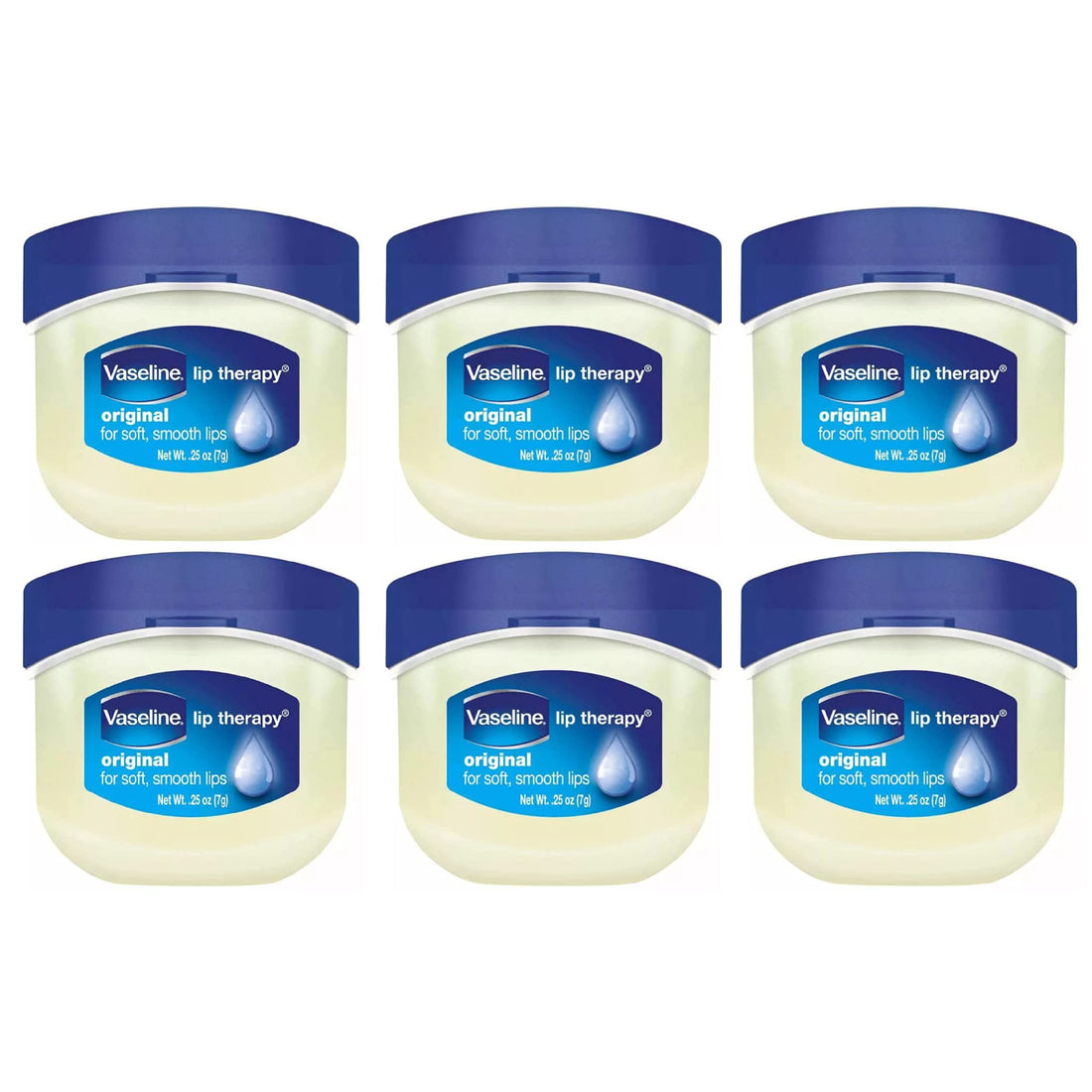 Vaseline Lip Therapy, (Clear, Original 0.25 oz) - Pack of 6