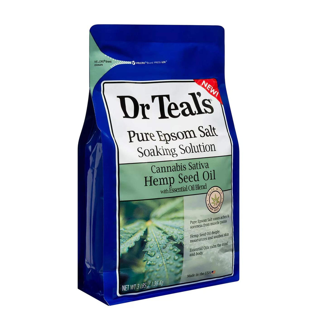 Dr. Teal's Pure Epsom Salt Soak & Sleep Lotion Gift Set - Cannabis Sativa Hemp Seed Essential Oil Blend (3lbs), Nighttime Therapy Melatonin Body Lotion (8oz) - Calms the Senses & Promotes Better Sleep