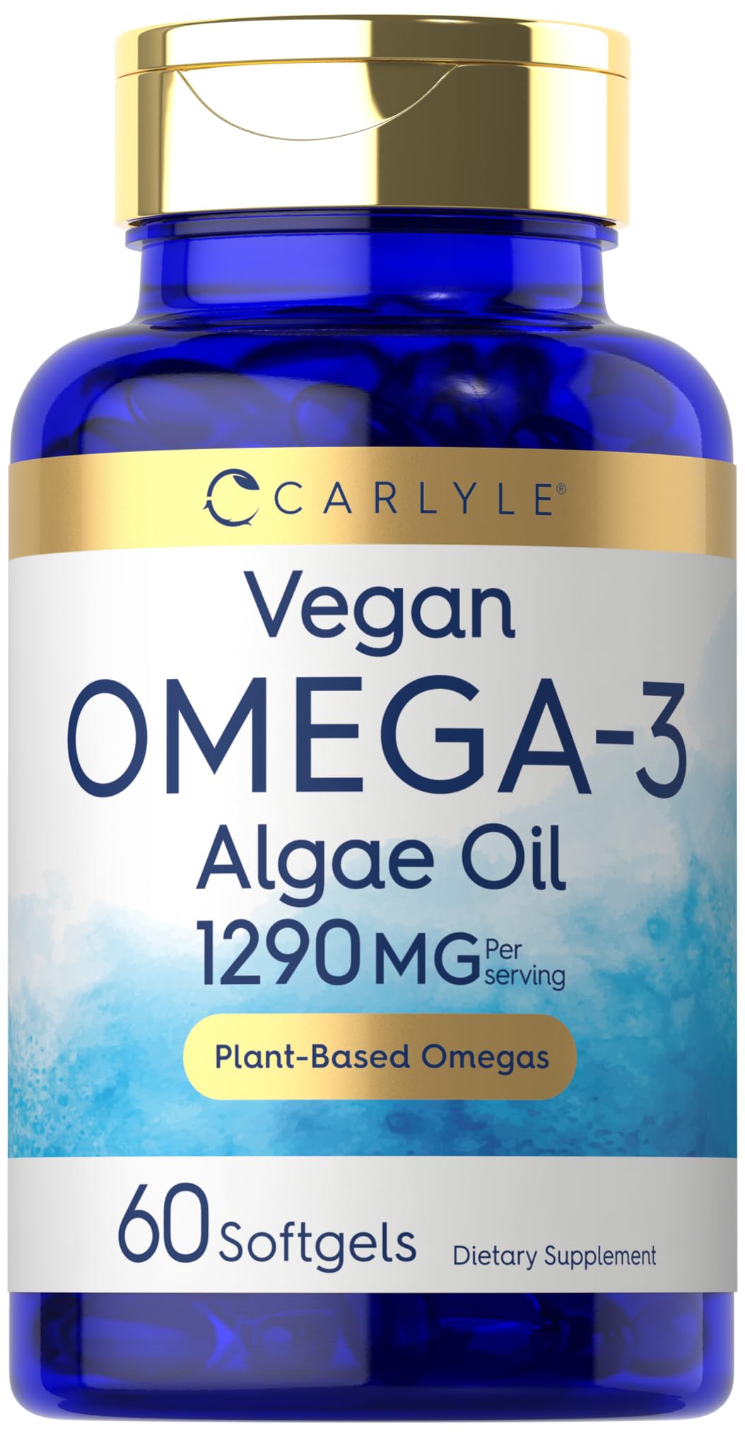 Carlyle Vegan Omega 3 Supplement | 1290 mg | 60 Softgels | Plant Based | Non-GMO & Gluten Free | from Algae Oil