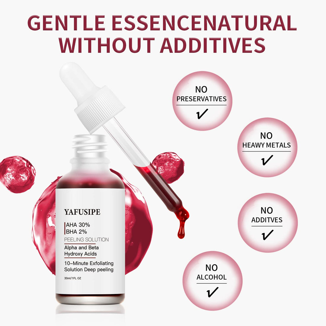 AHA 30% + BHA 2% Peeling Solution Exfoliating Chemical Skin Peel for Face at Home Facial Mask Red Peeling BHA Liquid Exfoliant Acid Peels Salicylic Acid Exfoliators Acid Peel for Face Gifts1Floz