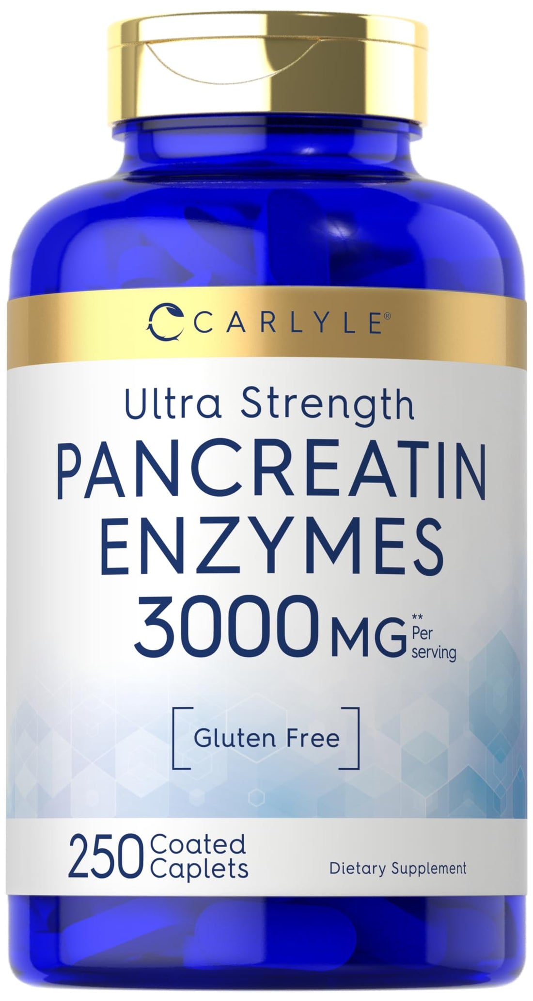 Carlyle Pancreatin Digestive Enzymes | 3000mg | 250 Caplets | Non-GMO, Gluten Free | High Potency Formula