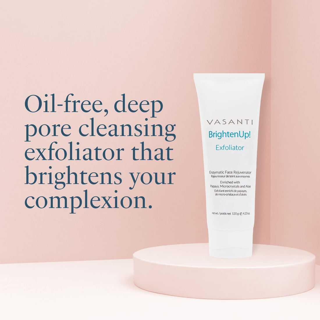 VASANTI Brighten Up! Enzymatic Face Rejuvenator (20g) - Gentle Scrub Brightens Exfoliates Cleanses Skin Paraben-Free Vegan Friendly Skincare
