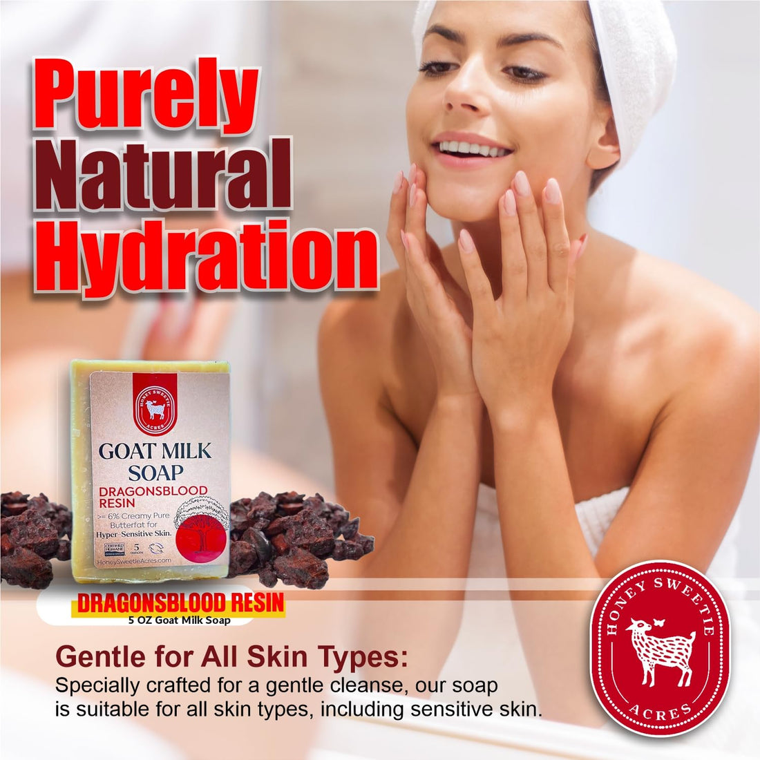 Honey Sweetie Acres Dragonsblood Goat Milk Soap - Handmade 5 oz Bar, Made with Natural Ingredients, Moisturizing & Gentle, Made in the USA