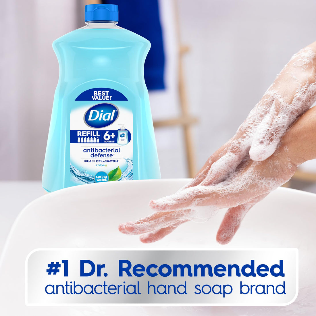 Dial Antibacterial Liquid Hand Soap Refill, Spring Water, 52 fl oz Pack of 3