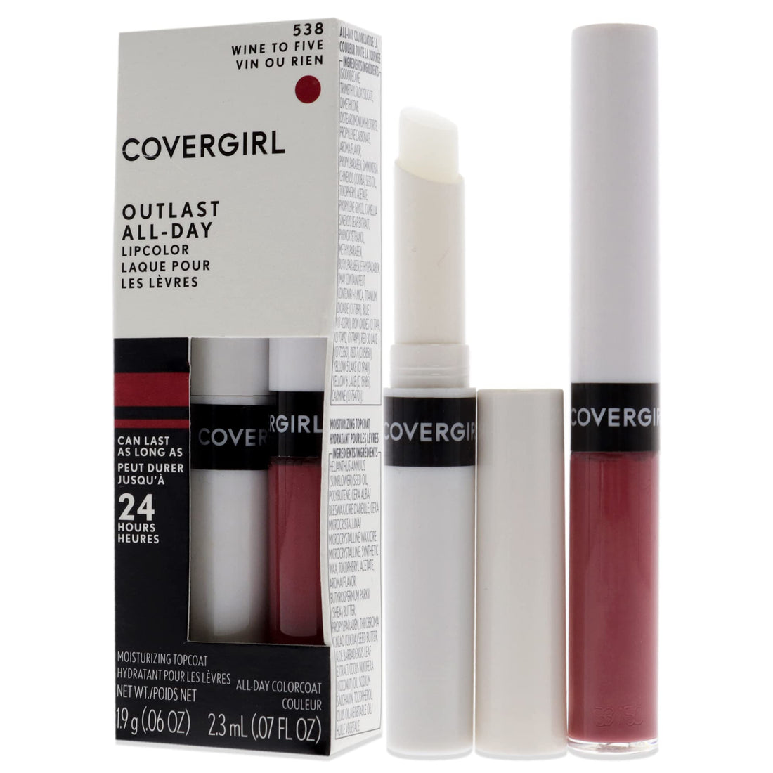 COVERGIRL Outlast All-Day Moisturizing Lip Color, 1 Tube (.06 oz), Wine to FIve Color, Moisturizing Lipstick, Long Lasting (packaging may vary)
