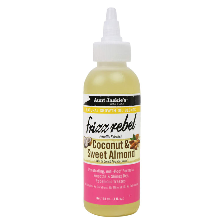 Aunt Jackie's Natural Growth Oil Blends Frizz Rebel, Penetrating Oil Blend Smooths and Softens Cuticles, Great for Rebellious Hair, 4 Ounce Twist Spout Bottle