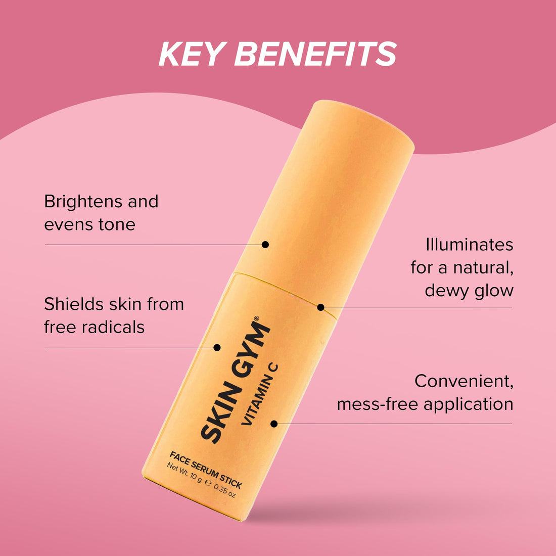 Skin Gym Vitamin C Face Serum Stick, Daily Moisturizing Stick for Face, Formulated with Ascorbic Acid and Niacinamide for Even Tone, Texture, and Radiant Skin