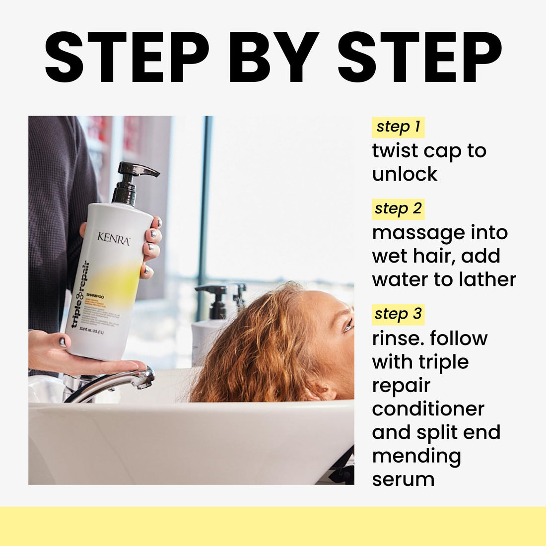 Kenra Triple Repair Shampoo | Targets & Repairs Weak or Broken Bonds | Split Ends | Damaged Hair | Bond Builder | Sulfate-Free | 10.1 fl. oz.