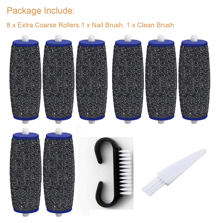 Jiumi 5 Pack Extra Coarse: 5 Pack Extra Coarse Replacement Rollers For Amope Pedi Refills Electronic Perfect Foot File Pedi Hard Skin Remover Refills Include A Clean Brush