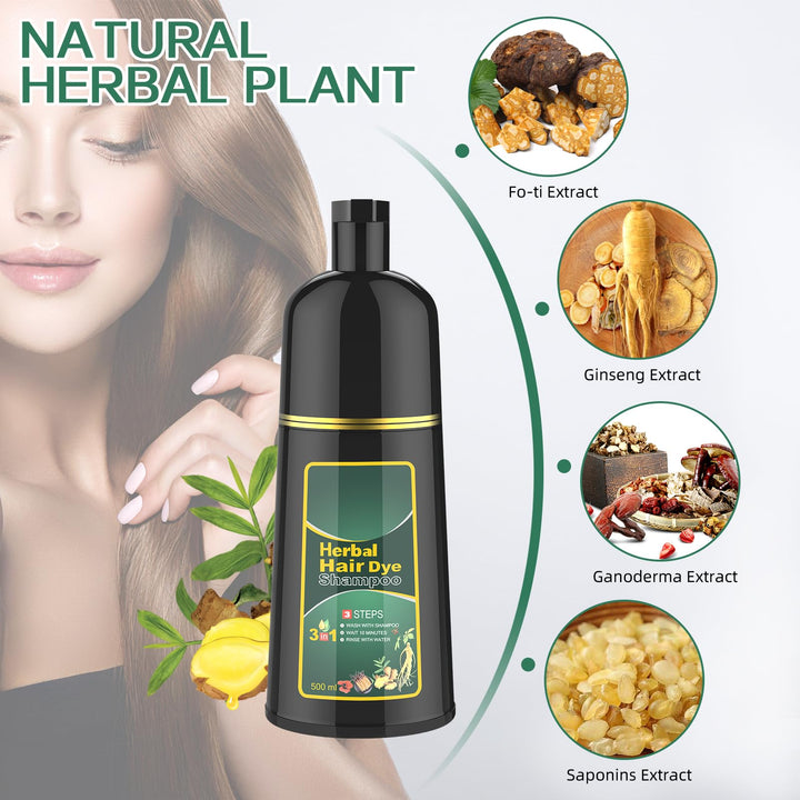 Tanfeine Purple Hair Dye Shampoo - Natural Herbal Color for Gorgeous Colored and Gray Hair, For Women & Men, Salon Coverage, 16.9 Fl Oz