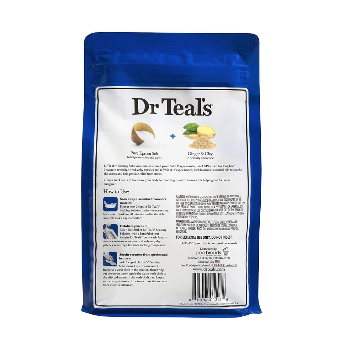 Dr. Teal's Ginger & Clay Pure Epsom Salt Bath Soaking Solution Gift Set, 3 Pounds (Pack of 2)