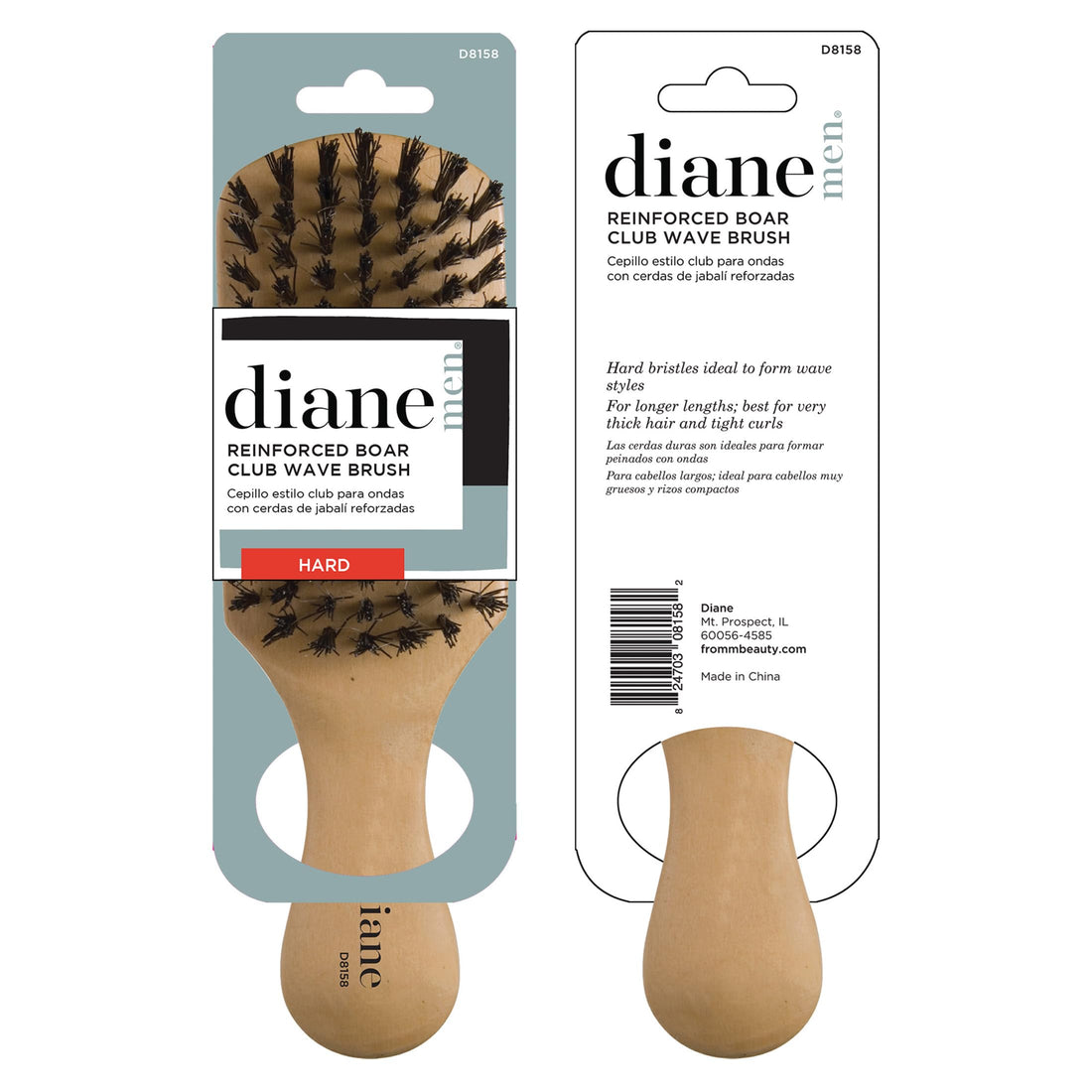 Diane Club Brush, Extra Firm Reinforced Boar Bristles