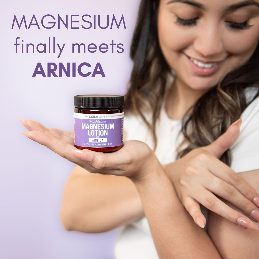 Magnum Solace Nighttime Magnesium Lotion with Arnica – Highly Concentrated Magnesium for Muscles & Joints – Apply to Legs or Feet Before Bed