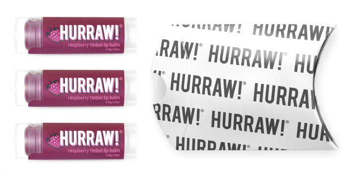 Hurraw! Raspberry Tinted Lip Balm, 3 Pack: (Sheer Berry Tint) Organic, Certified Vegan, Cruelty and Gluten Free. Non-GMO, 100% Natural Ingredients. Bee, Shea, Soy and Palm Free. Made in USA