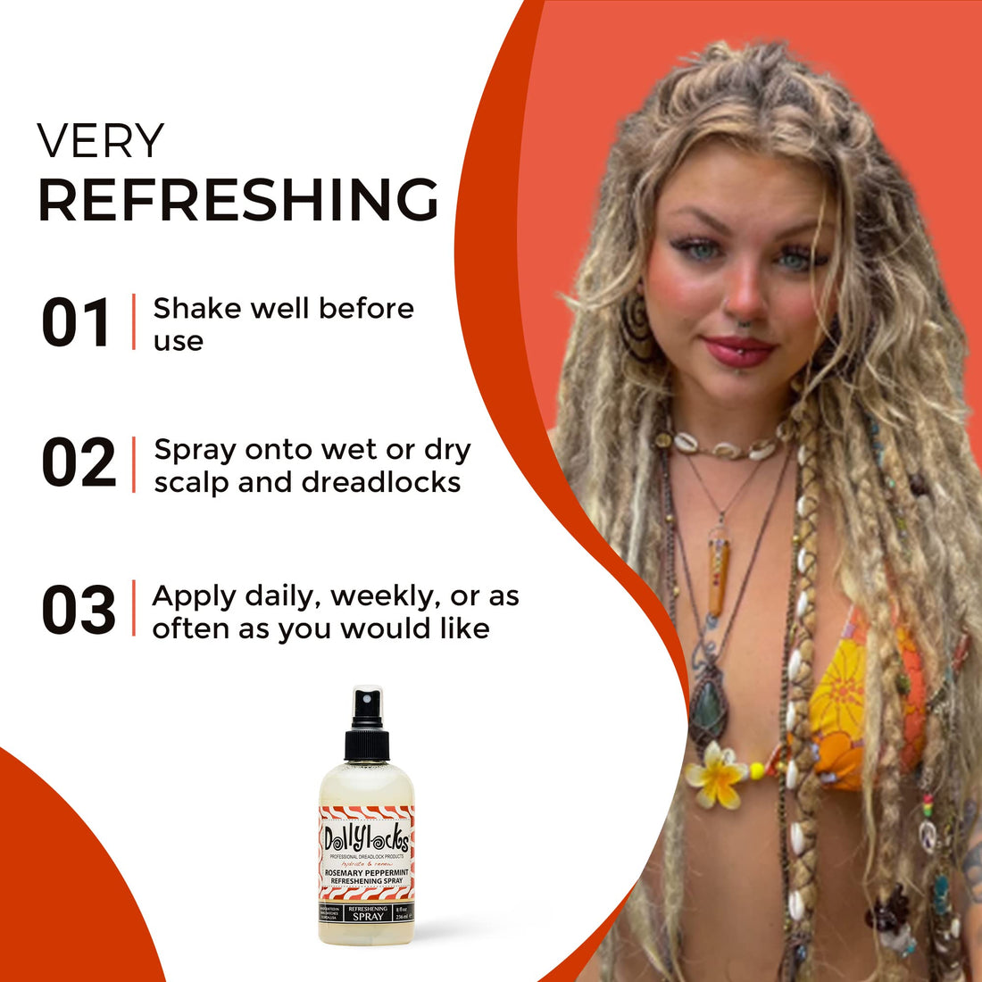 Dollylocks 8oz Rosemary Peppermint Dreadlock Refreshening Spray by Dollylocks Professional Organic Dreadlock Products
