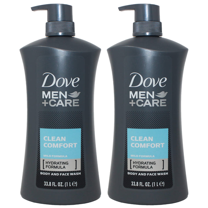 Dove Men Body Wash Clean Comfort 1 Liter (33.8 Oz) - Pack of 2