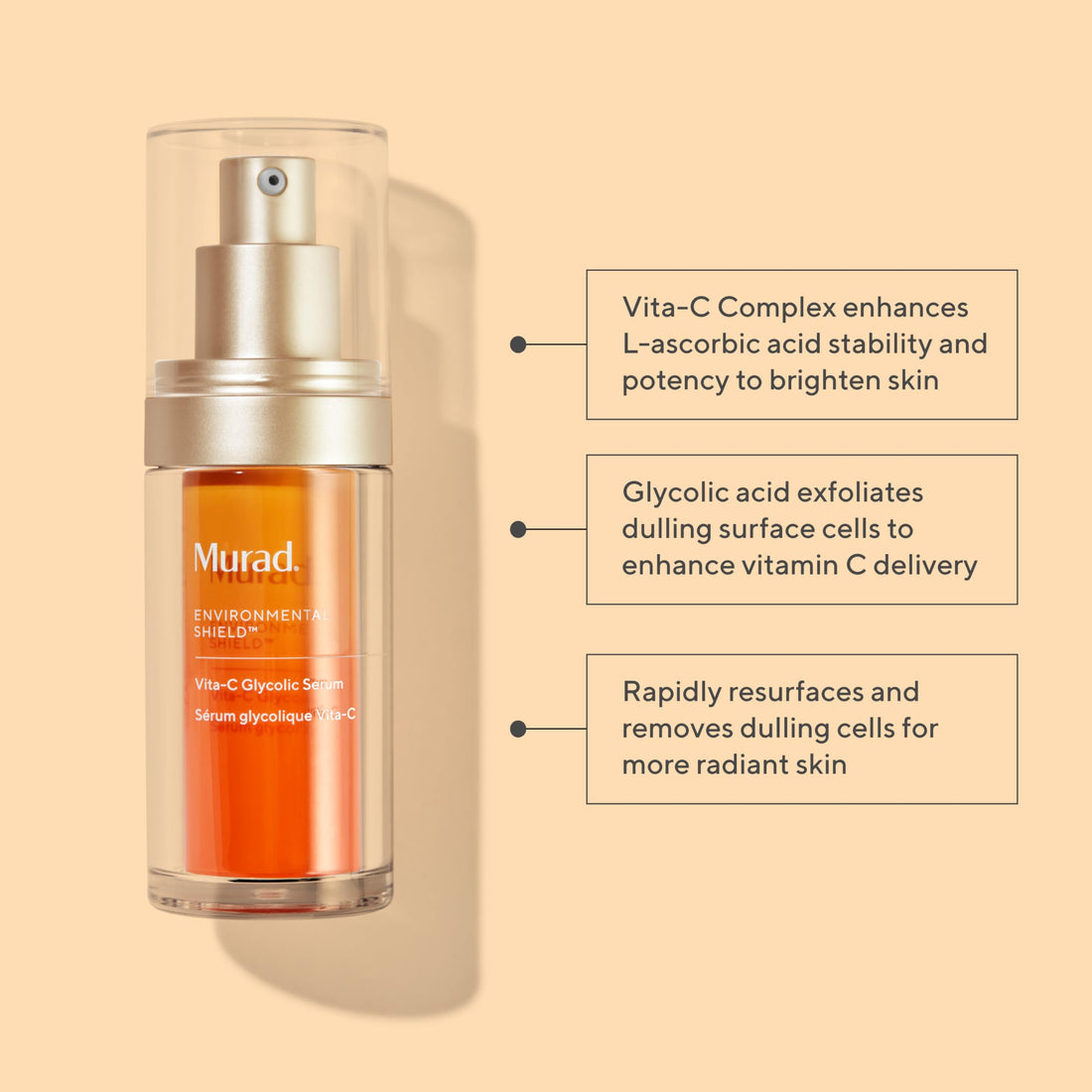 Murad Vita-C Glycolic Serum - Environmental Shield Skin Brightening Vitamin C Face Serum - Treatment Backed by Science, 1 Fl Oz