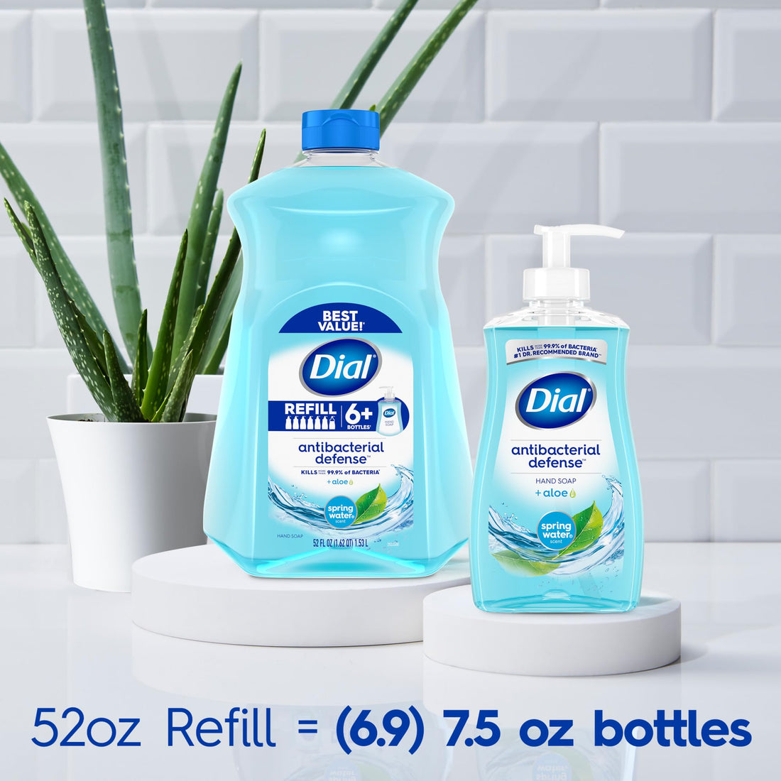 Dial Antibacterial Liquid Hand Soap Refill, Spring Water, 52 fl oz Pack of 3