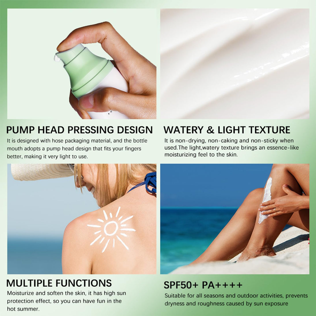 á Sunscreen SPF 50, Hyalu Cica Water-Fit Sun Serum, Face Sun Screen Long-Lasting Protection, Cen-tella Madagascar Sunscreen, NO White Cast - Dry Oily Skincare (Green 1)