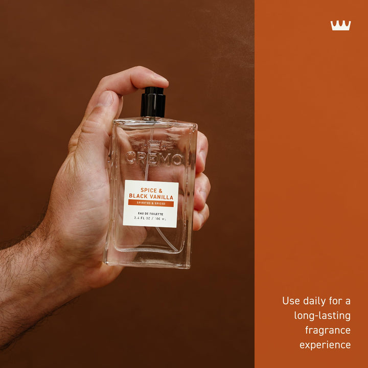 Cremo Cologne for Men - Spice & Black Vanilla Mens Cologne Spray - An Explosion of Vibrant Spices, Dark Woods and Black Vanilla, Fragrances For Men, 3.4 Fl Oz