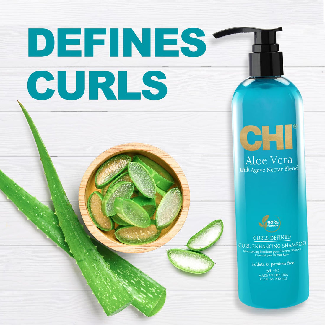 CHI Aloe Vera with Agave Nectar Curls Defined Curl Enhancing Shampoo 340ml/11.5oz