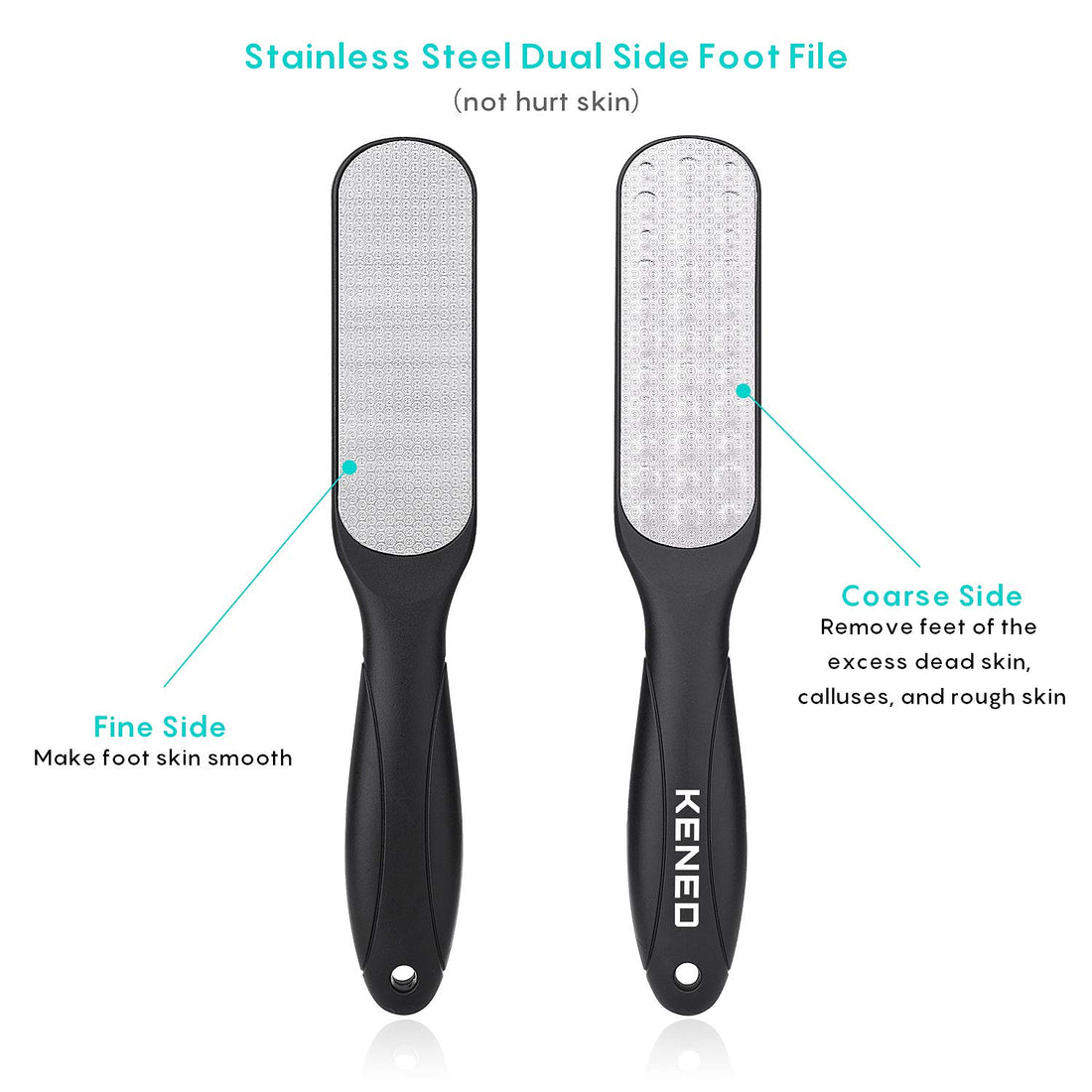 Foot Scrubber Pedicure Tools Rasp - 5 PCS KENED Foot File Callus Remover For Feet To Remove Hard Skin - 2 X Stainless Steel Black, 3 X Plastic Blue