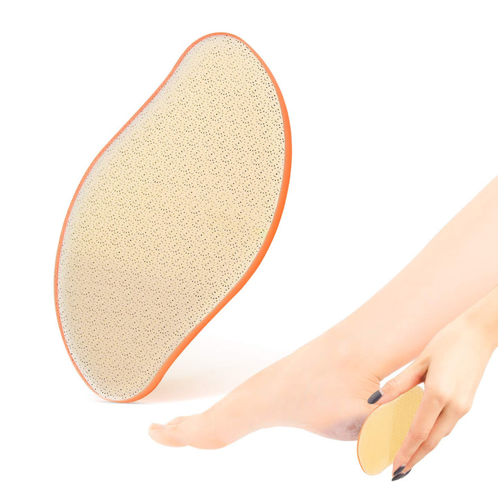 BEZOX Glass Foot File Callus Remover, Crystal Pedicure Foot Rasp Callous Shaver, Portable Hand Sized Foot Scraper for Cracked Heel - Orange