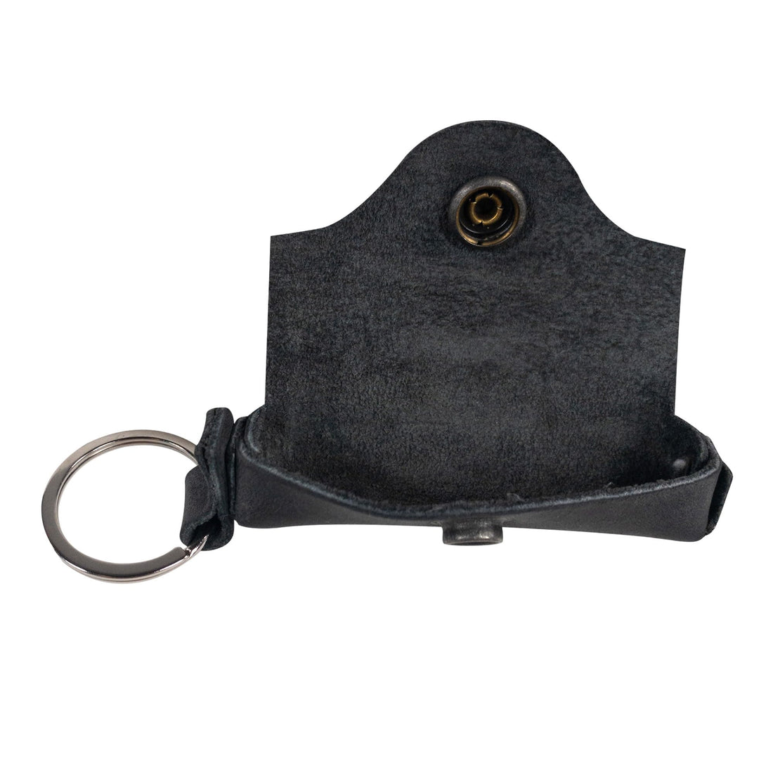 Hide & Drink, Lip Balm Keychain Holder, Lip Protection, Classic Vintage, Brass Metal Clasp, Full Grain Leather, Handmade, Charcoal Black