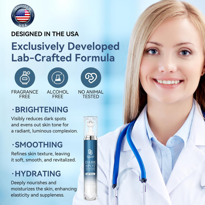 Dark Spot Remover for Face and Body, Dark Spot Corrector Serum, Melasma Treatment for face, Age Spot & Freckles Remover, Skin Care Serum for Uneven Skin Tone with 360° Roller Massage Ball, 0.67 fl. oz